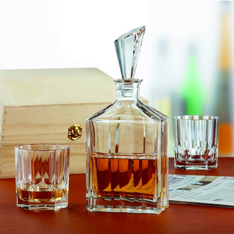 Aspen 3pc Crystal Whisky Decanter & Tumbler Set