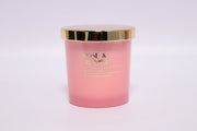 Rose &amp; Jasmine Printed Glass Candle with Gold Lid - 4.5 Oz
