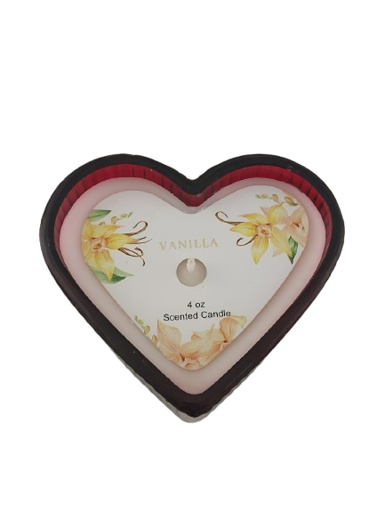Vanilla Heart Shaped Ceramic Candle - 4 Oz