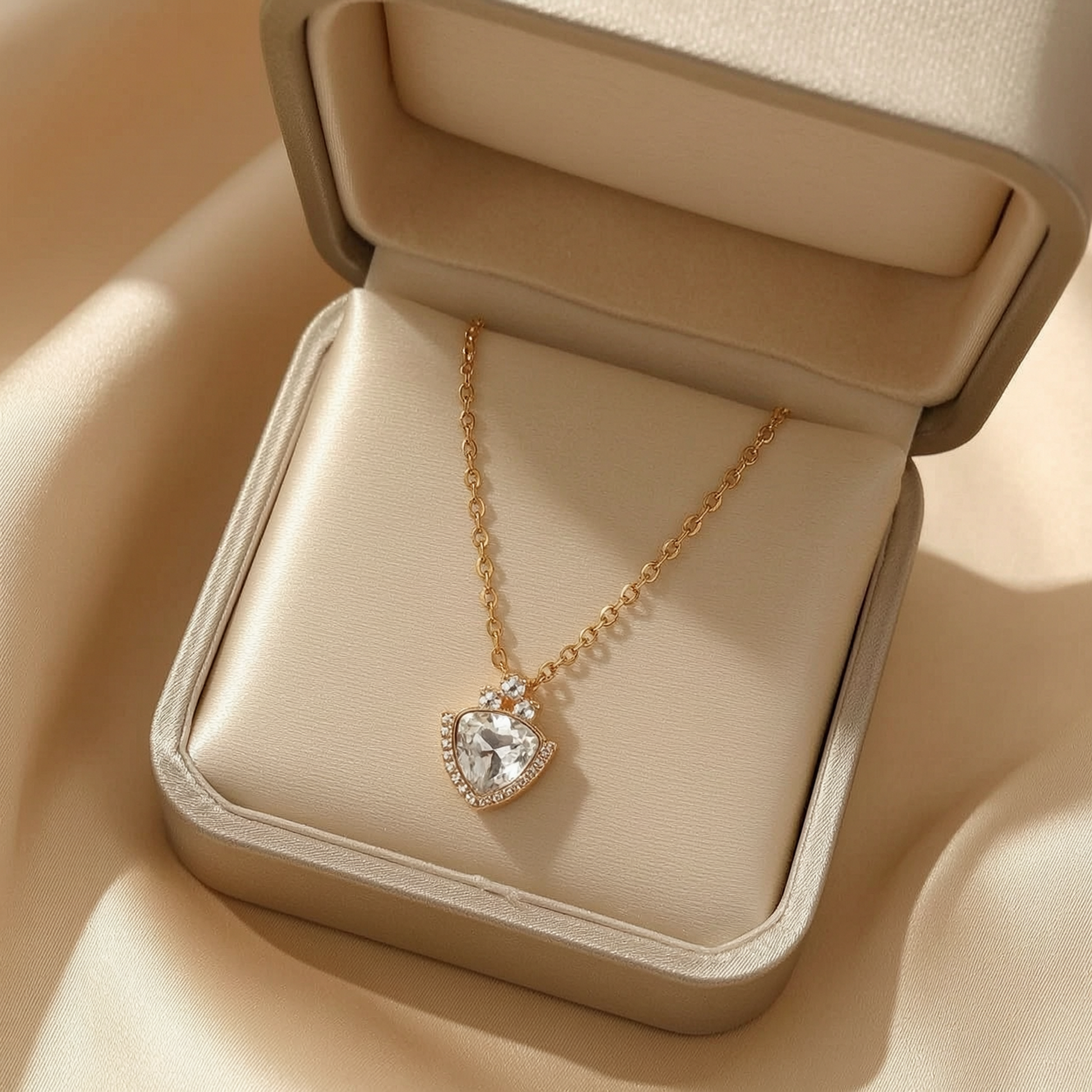 The Lyra Jewellery Set – 18k Gold Plated – Triangle Pendant