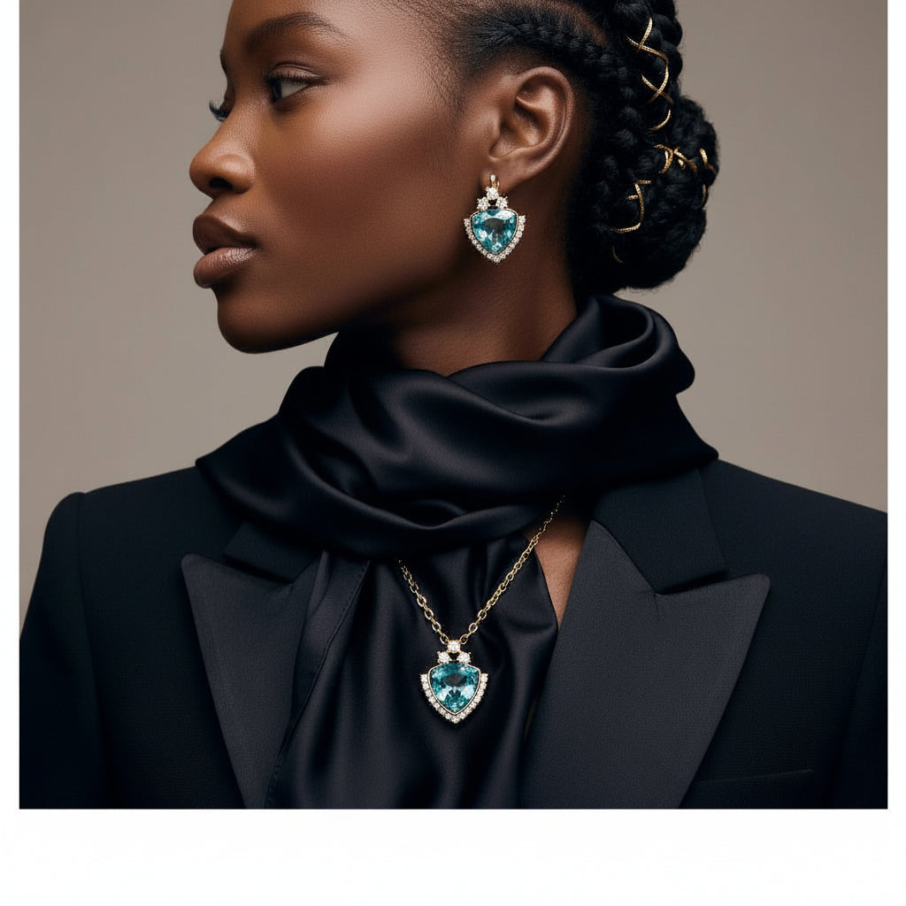 The Lyra Jewellery Set – 18k Gold Plated – Triangle Pendant