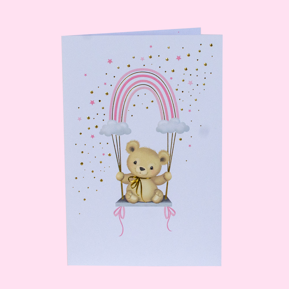Rainbow Teddy Bear Card