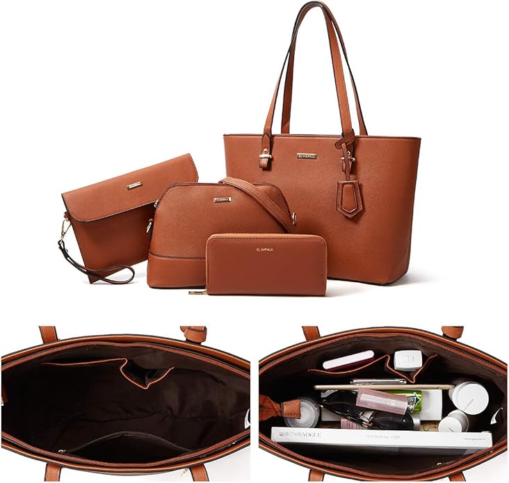 Céline Valérie 4-in-1 PU Leather Handbag Set – 37 × 30 × 13 cm Women’s Tote Bag Collection