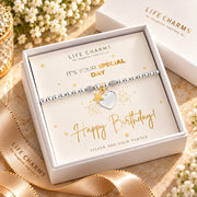 Birthday bracelet in white gift box with gold card