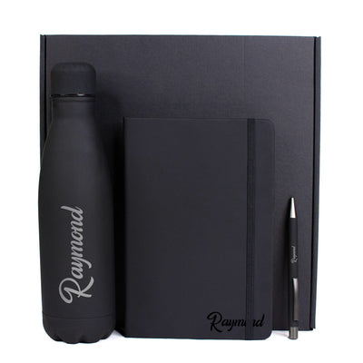 Lauta Giftology set of stainless bottle, notebook and pen - Black