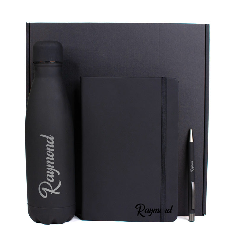 Lauta Giftology set of stainless bottle, notebook and pen - Black