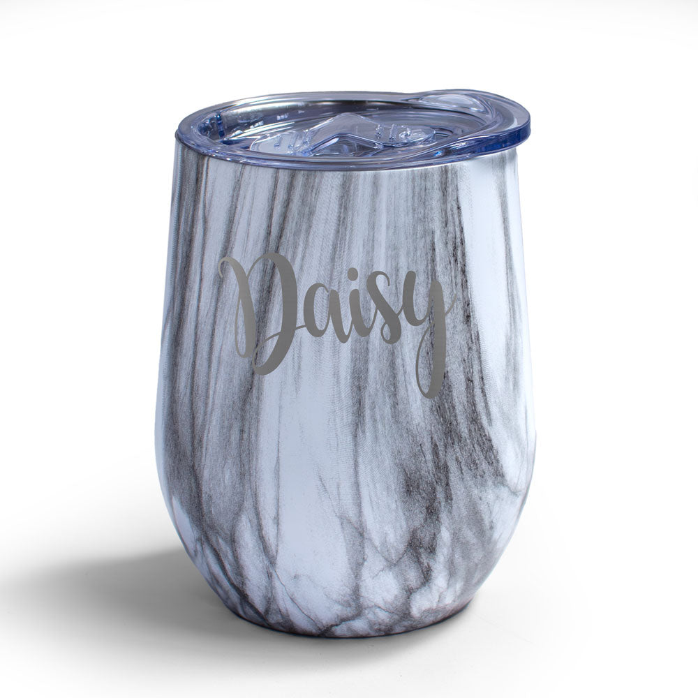 White Marbled Round Bottomed Tumbler – Purpink Gifts Ltd