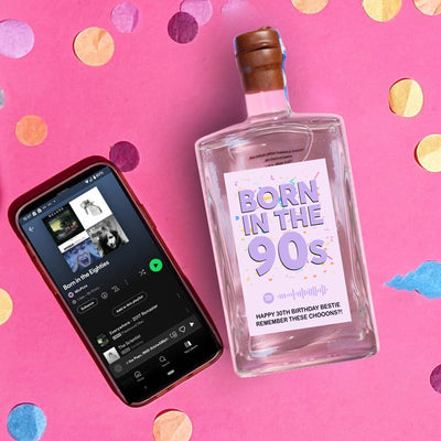 Personalised Born in the 90's Gin with Music