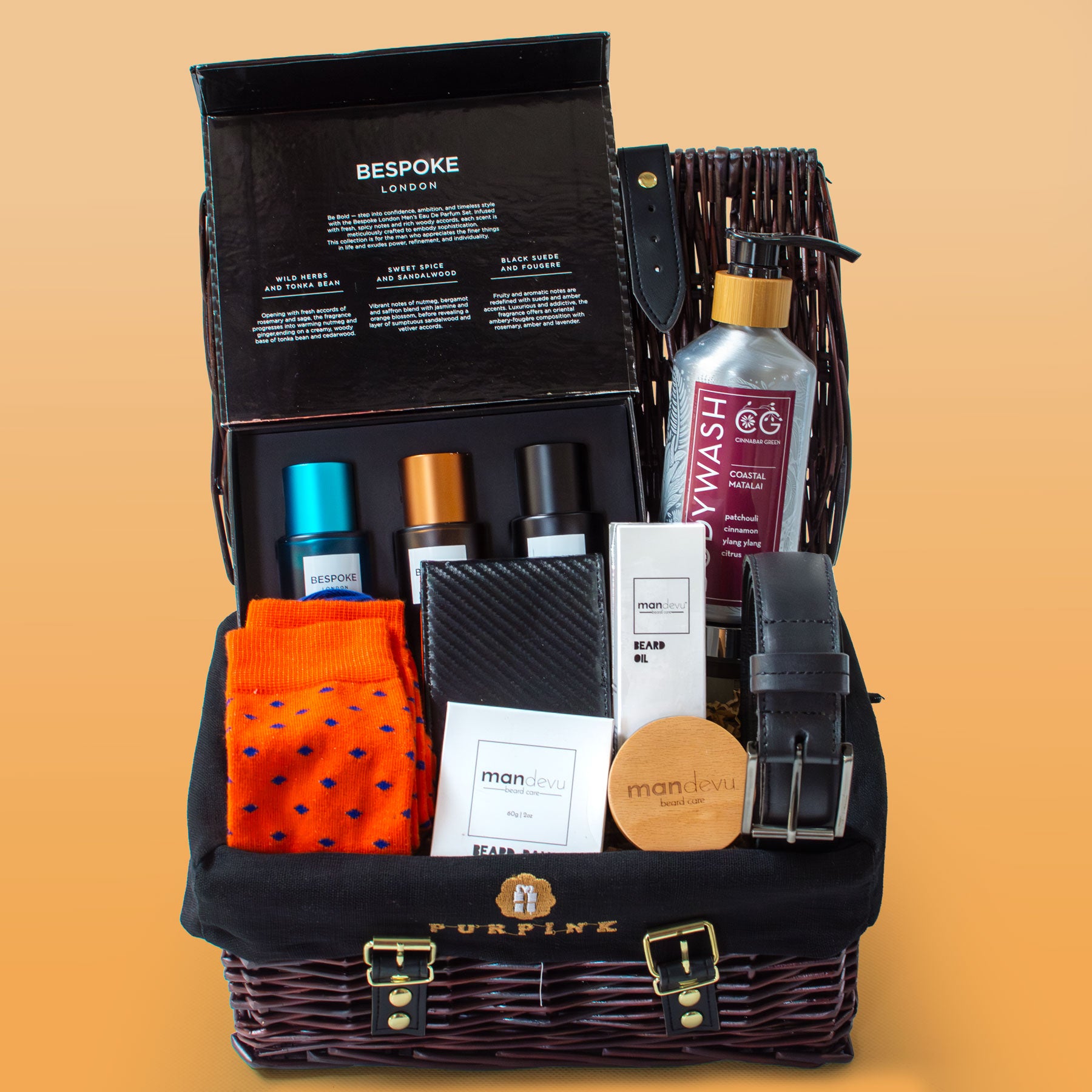 The Dapper Man Gift Hamper – Perfume, Leather Wallet & Accessories Set