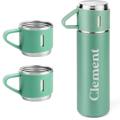 The Charleston Vacuum Flask & Cups Gift Set-Green