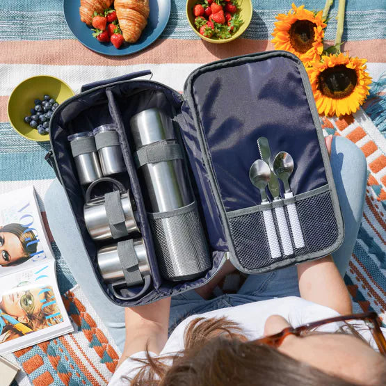 2 Person Coffee Set With Stainless Steel Flask And Mugs