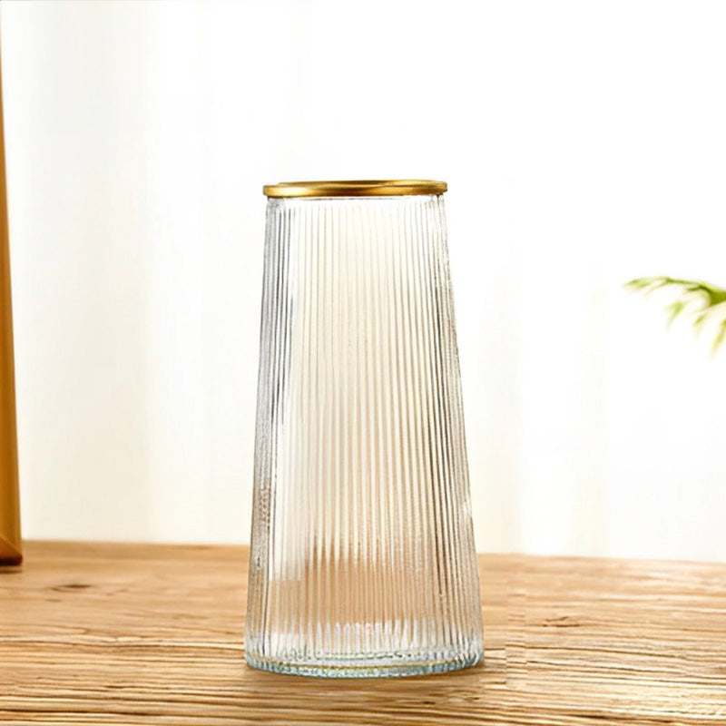 Ribbed Conical European Vase with Barrel