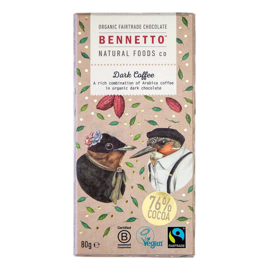 Bennetto Organic 76% Dark Chocolate with Coffee