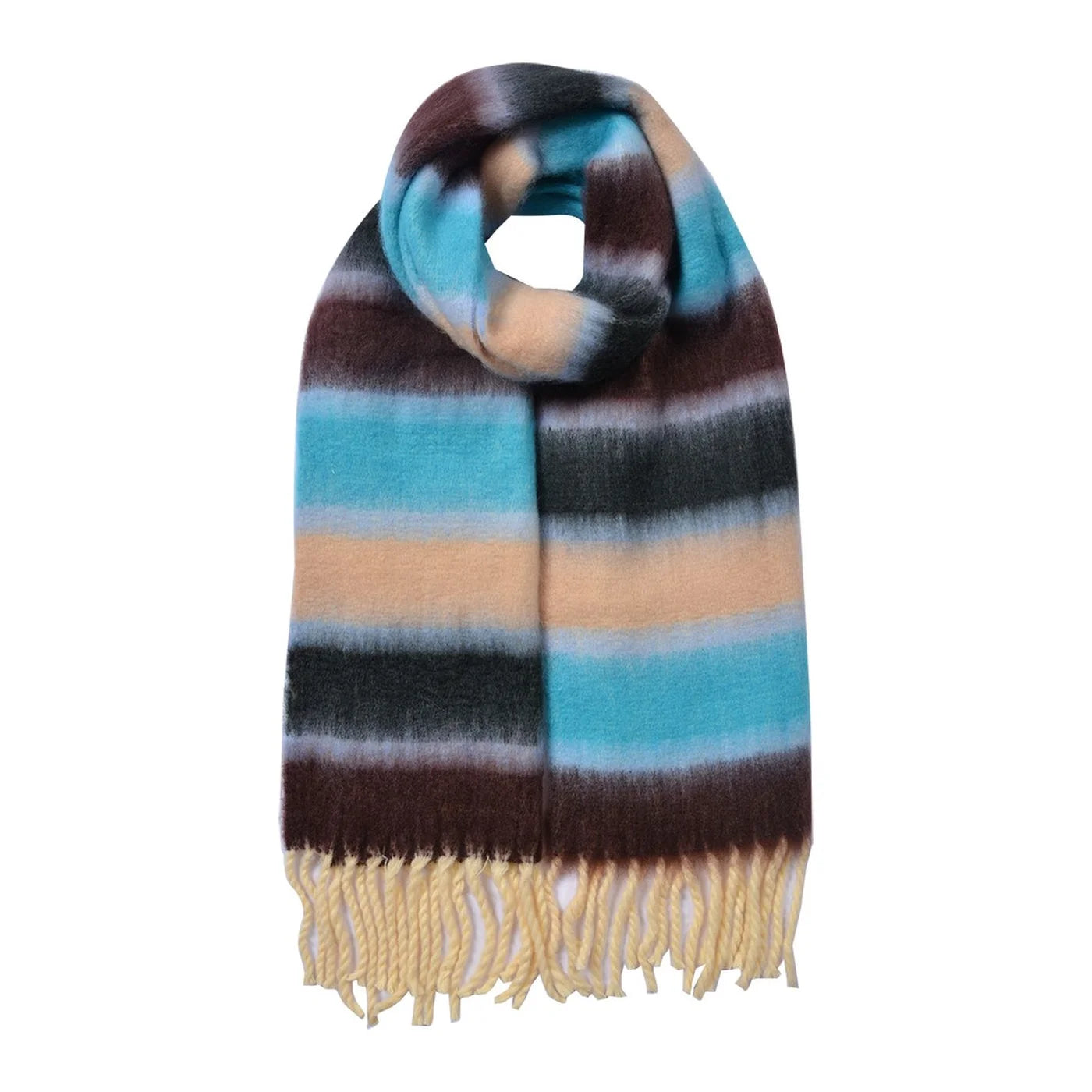 Cosy Striped Color Block Scarf
