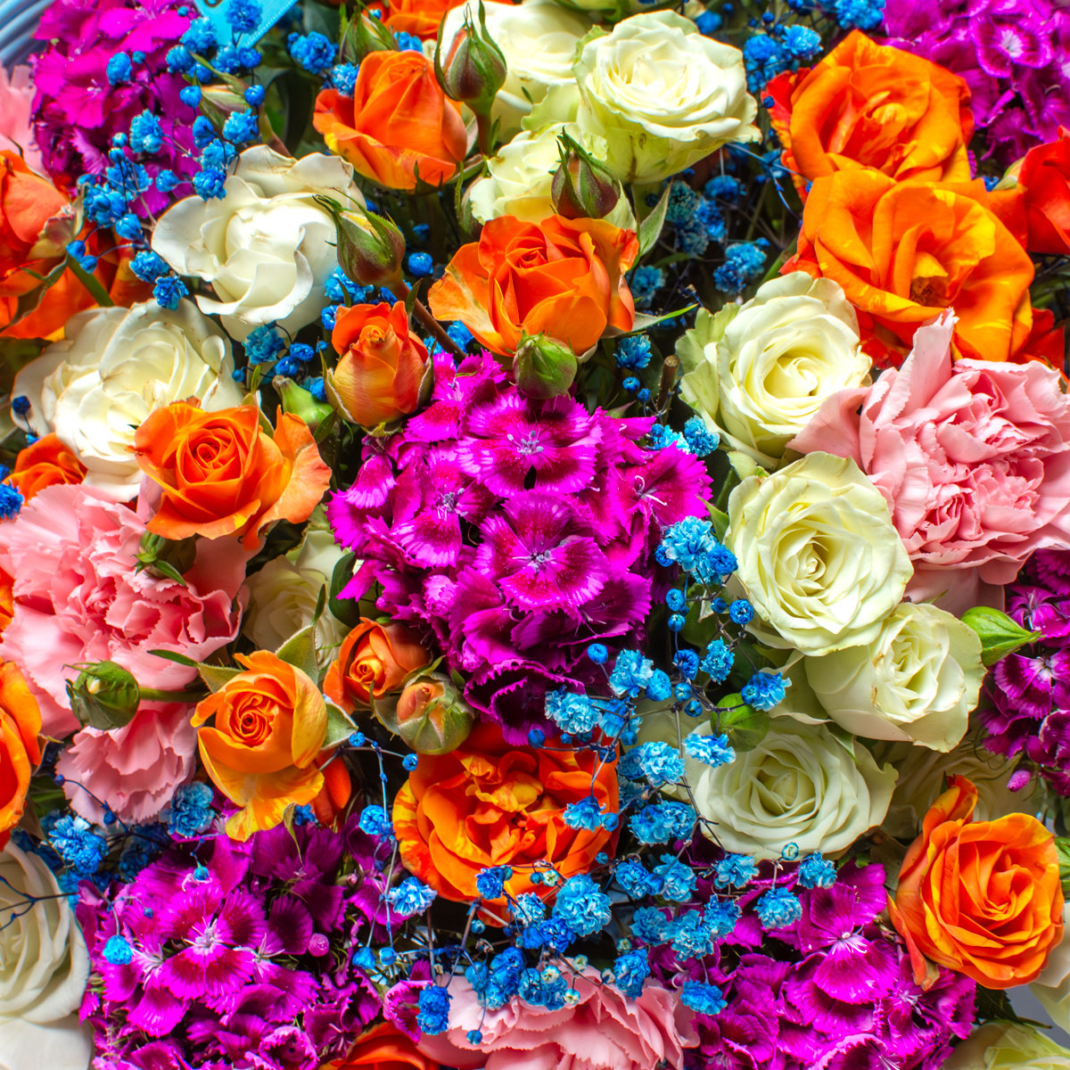 Bright Summer Flowers in a Basket