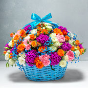 Bright Summer Flowers in a Basket