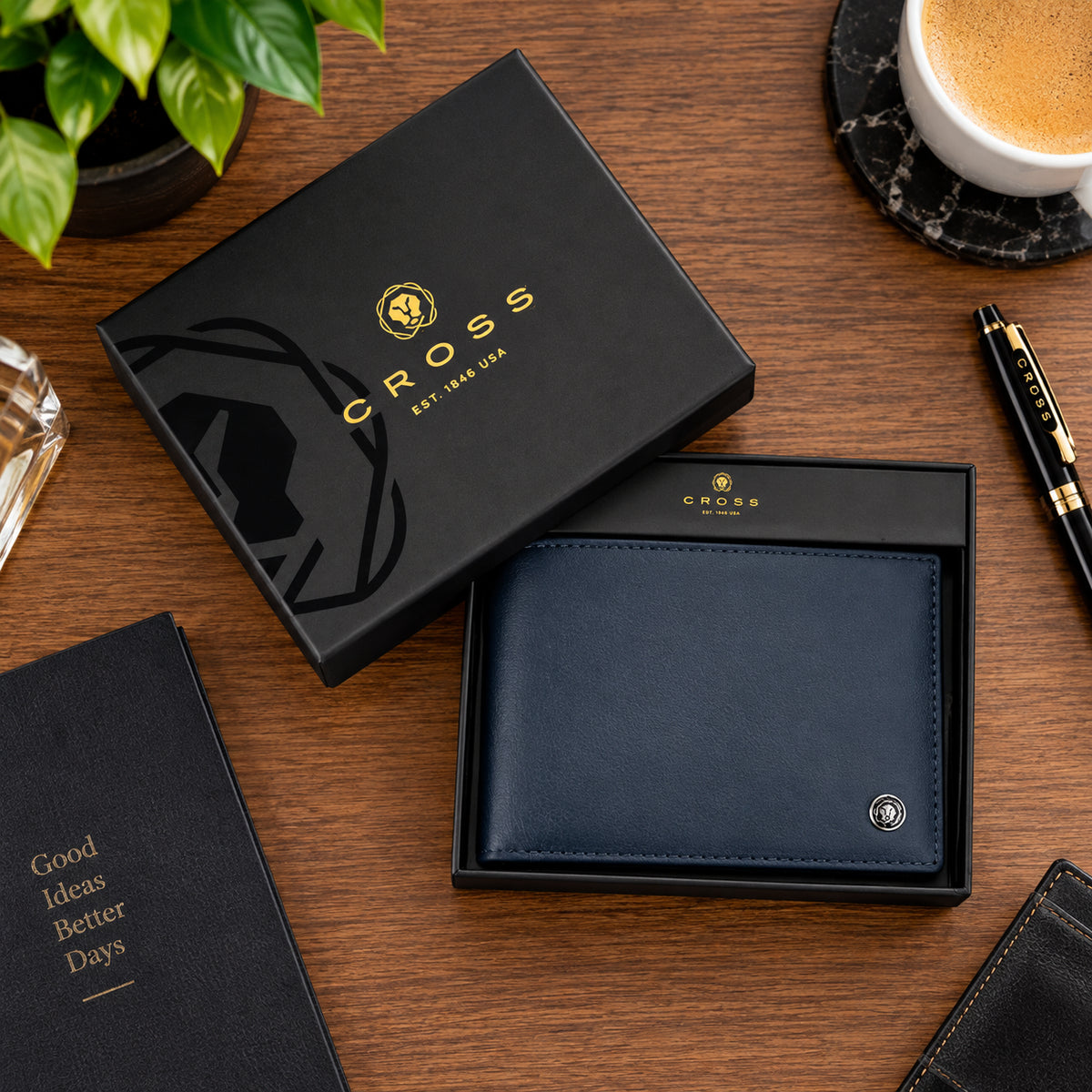 Cross Soft Grain Leather Two-Tone 8CC Bifold Wallet