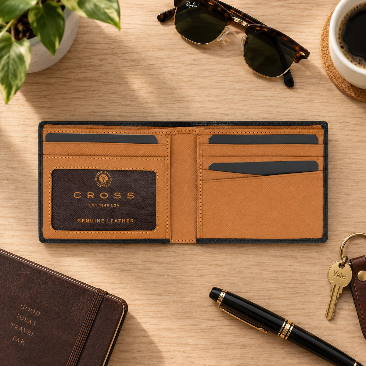 Cross Soft Grain Leather Two-Tone 8CC Bifold Wallet