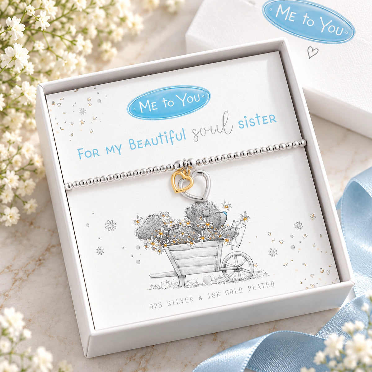 Me to You soul sister bracelet in white gift box
