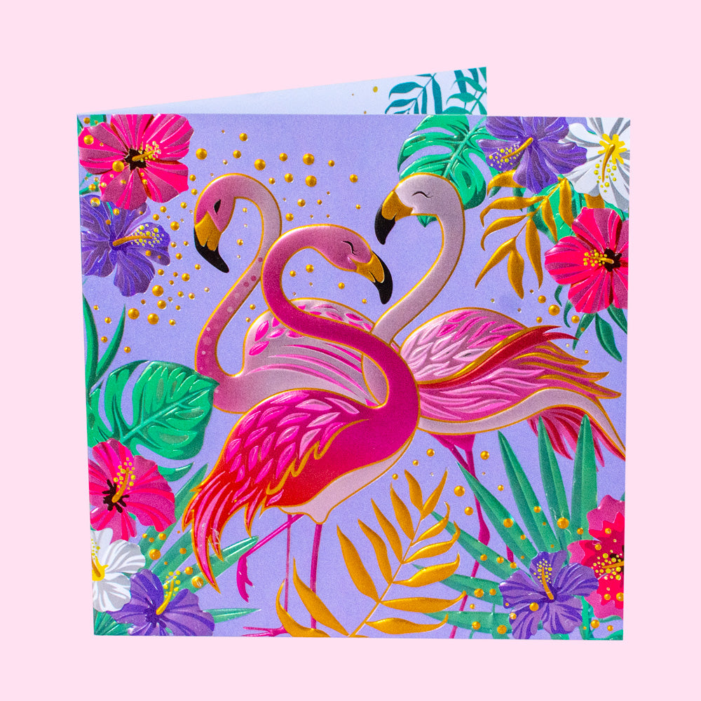 Shiny Flamingos Card