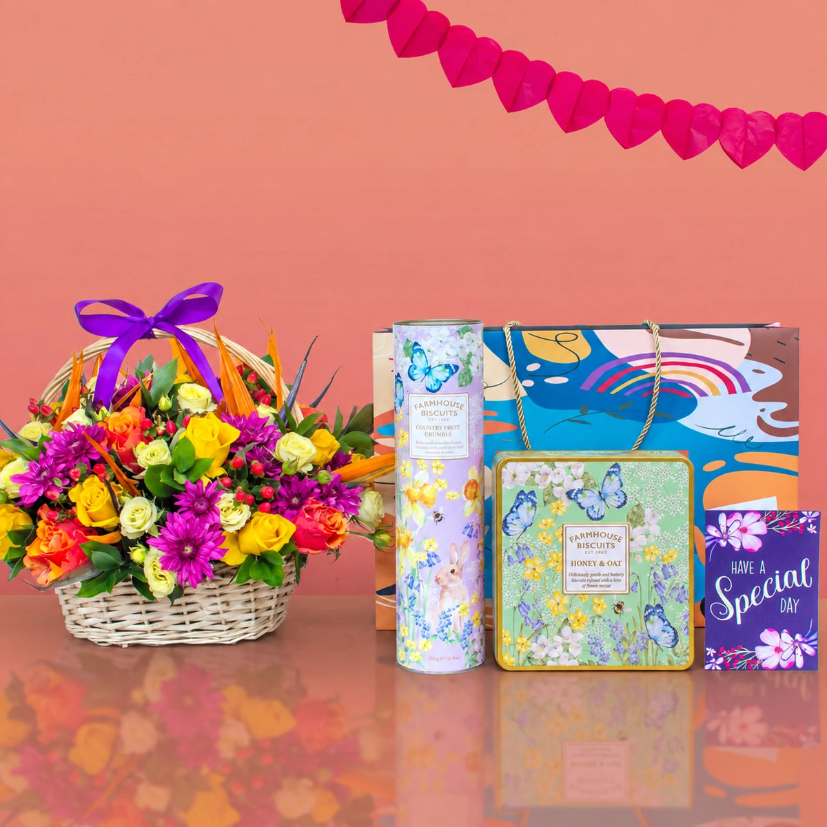 Amber Petal & Dates Flower Basket