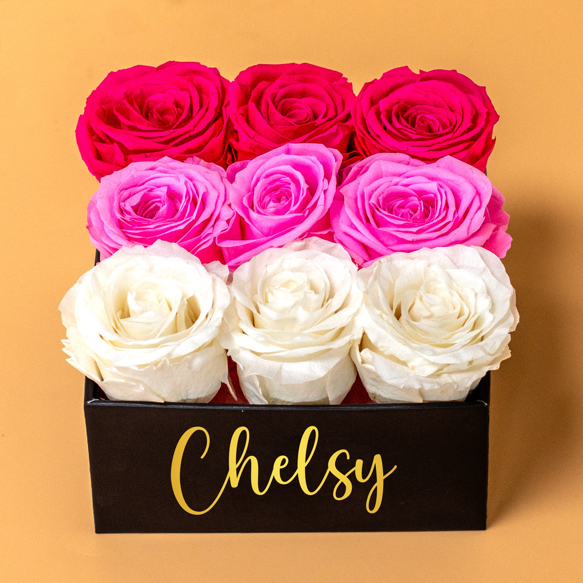 Pink, Red & White Forever Roses in a Box