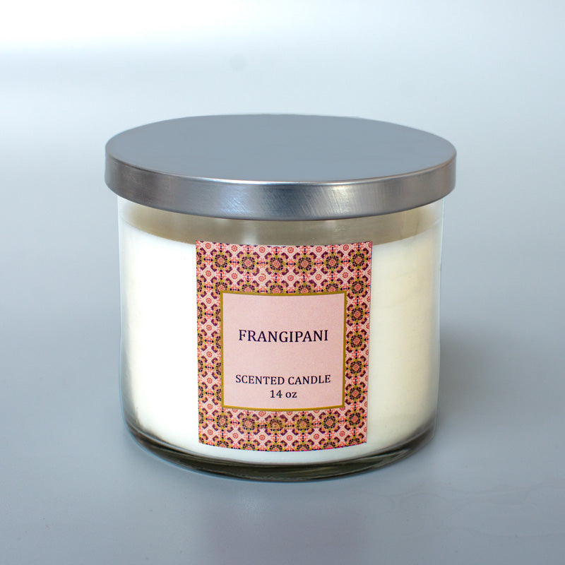 14Oz Glass Scented Candle With Steel Lid Jar