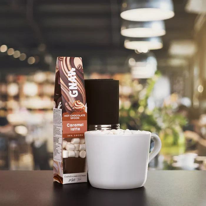 Gnaw Caramel Latte Hot Chocolate Spoon with Marshmallows