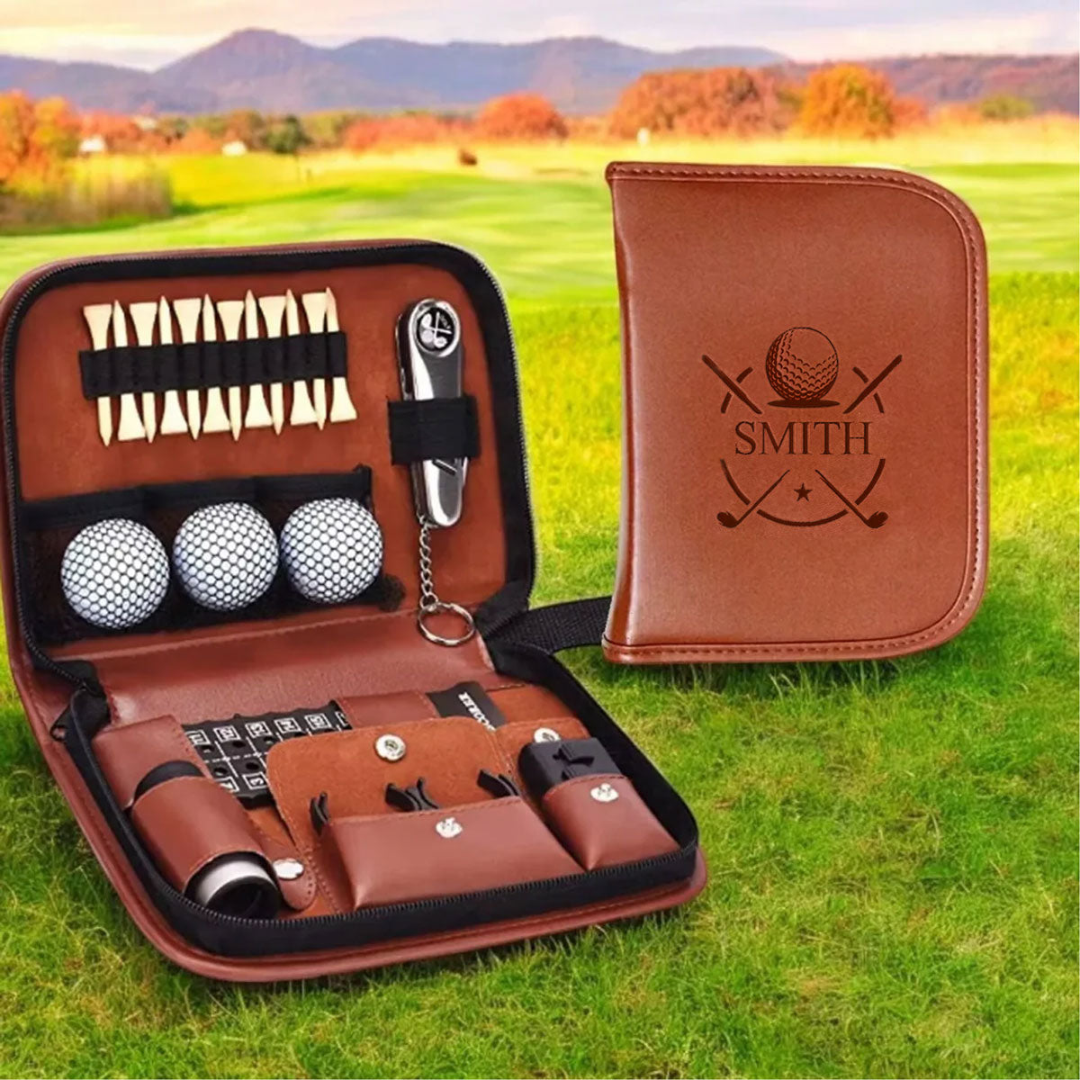 Harvey Makin Golfers Accessories Gift Set – Tan