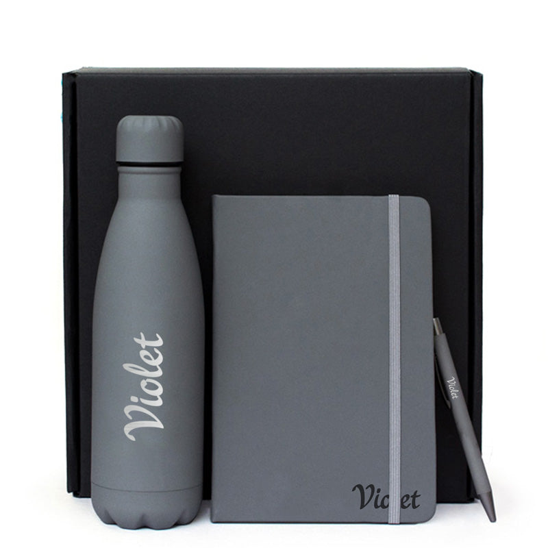 Lauta Giftology set of stainless bottle, notebook and pen - Grey
