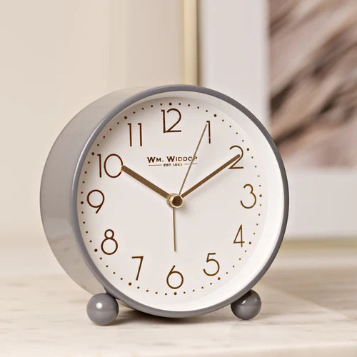 Widdop Metal Case Alarm Clock Light & Snooze Grey