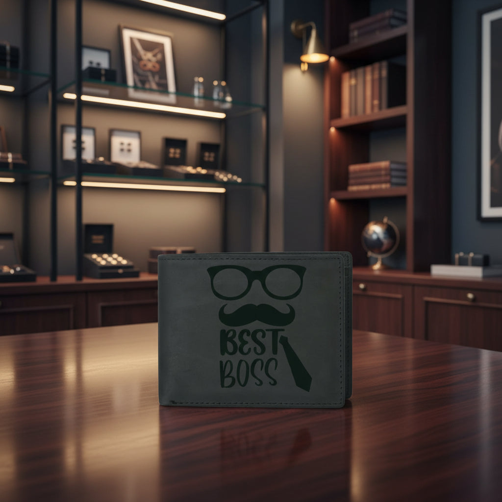 Boss Edition Genuine Leather Wallet – 11 × 8 × 4 cm RFID Blocking Men’s Wallet