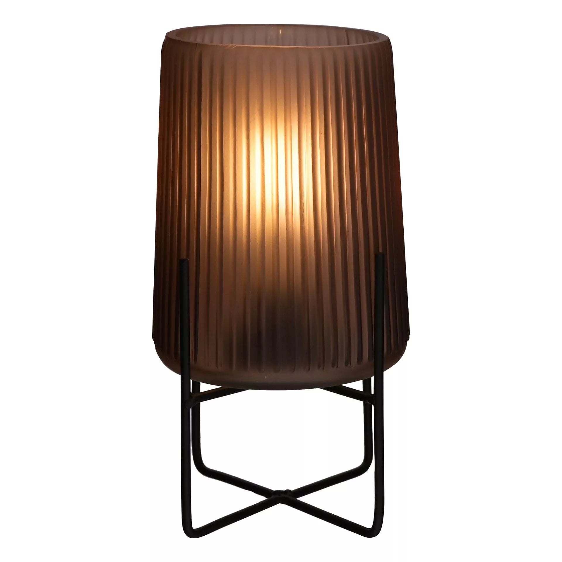 Hestia Battery Operated Glass Lamp with Stand – Frosted Coffee