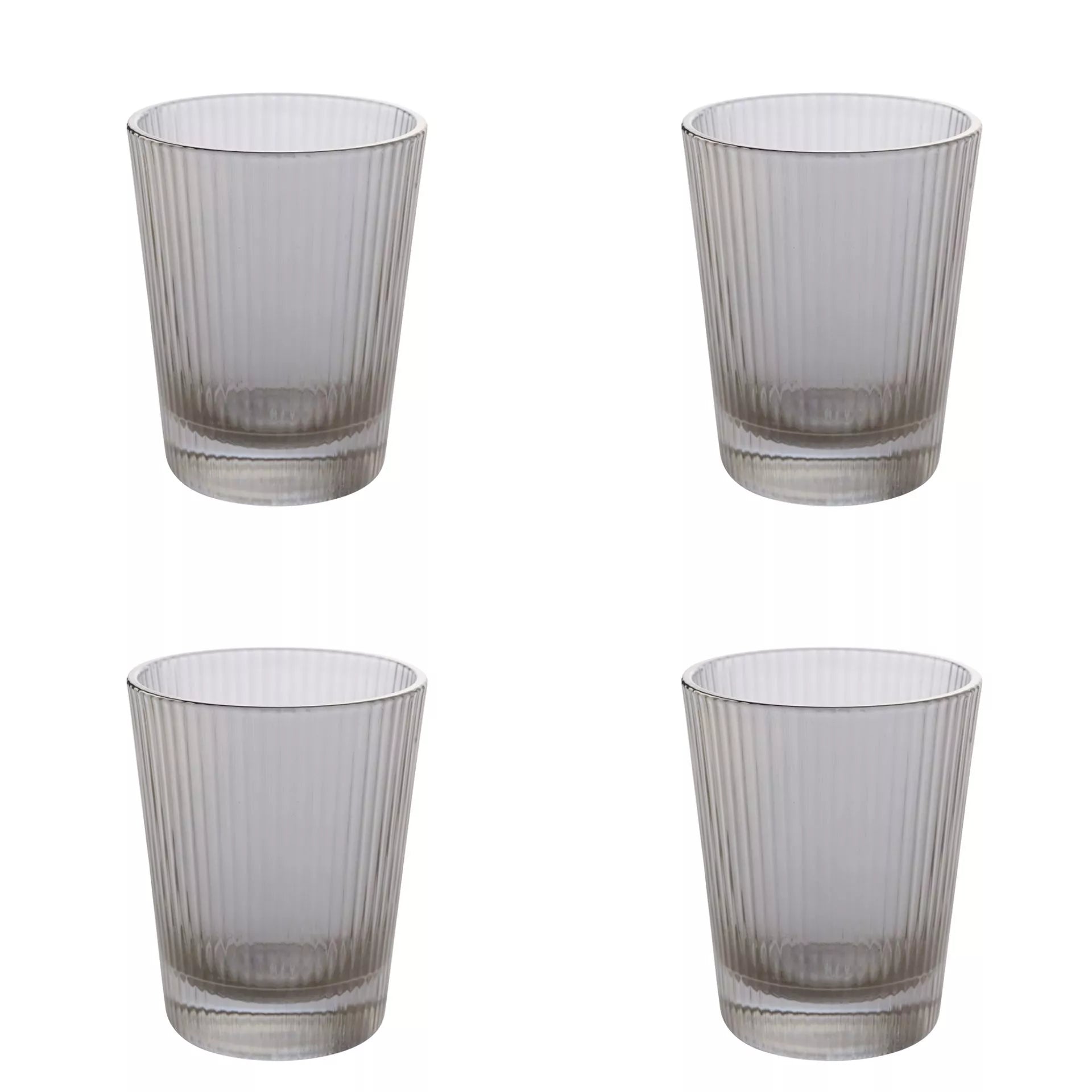 Hestia Set of 4 Grey Ribbed Glasses