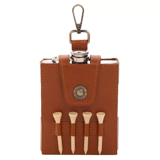 Harvey Makin Golfers Hip Flask Gift Set – Tan
