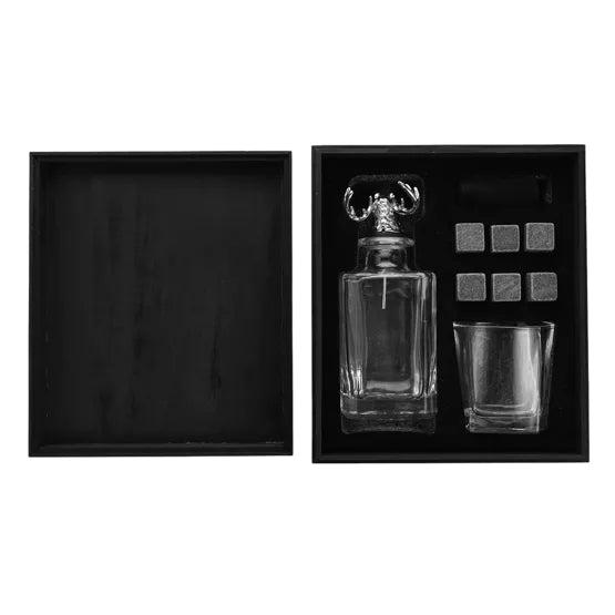 Harvey Makin Whisky Stag Decanter, Glass & Cooling Stones Set