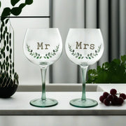 Love Story Gin Glass Set of 2 "Mr" & "Mrs"