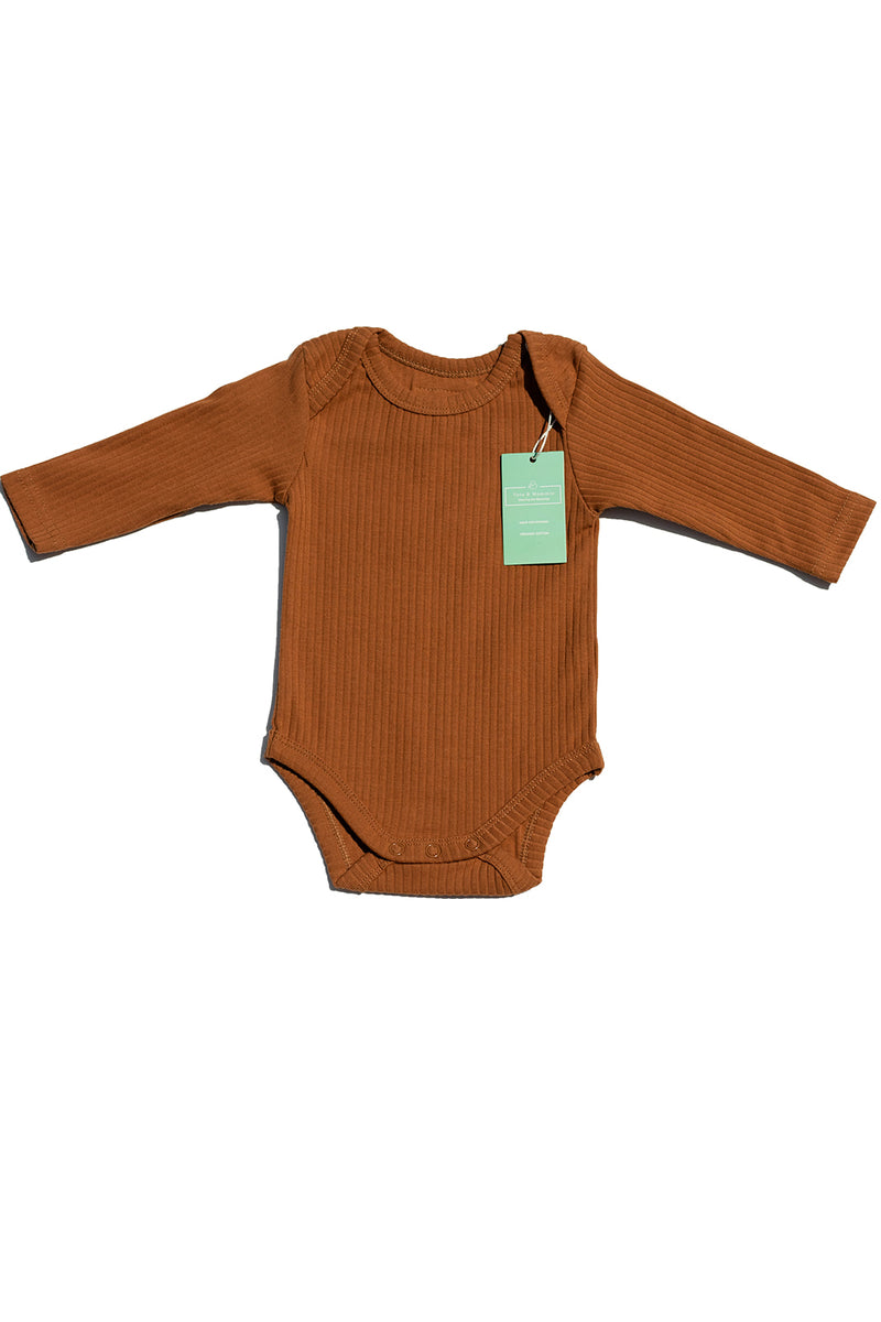 Organic Cotton Long-Sleeved Ribbed Baby Bodysuit