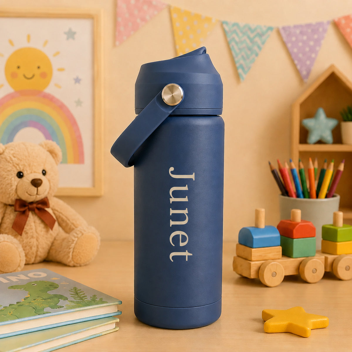 Kids Insulated Water Bottle with Straw-530ml