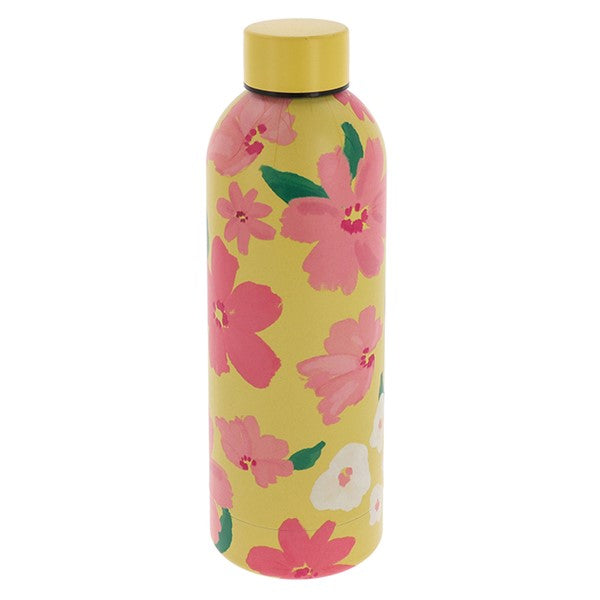 Floral Yellow Print Water Bottle