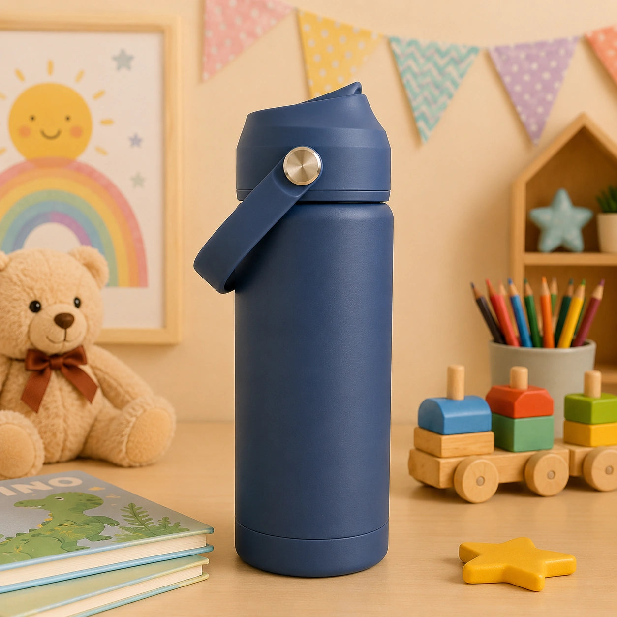 Kids Insulated Water Bottle with Straw-530ml