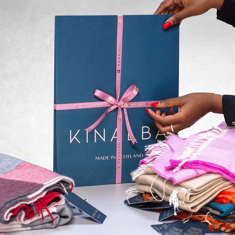 Kinalba Cashmere & Silk Earth Check Weekender Scarf