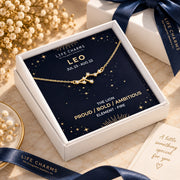 Gold constellation necklace in white gift box