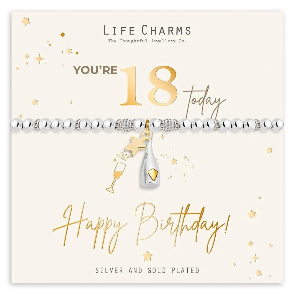 Silver-plated 18th birthday bracelet with packaged card
