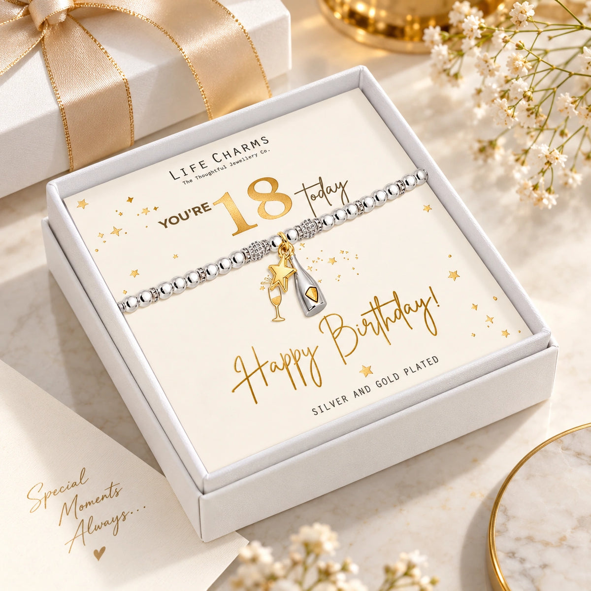 Milestone 18th birthday bracelet in gift box, Purpink Kenya
