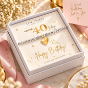 Milestone 40th birthday bracelet in white gift box
