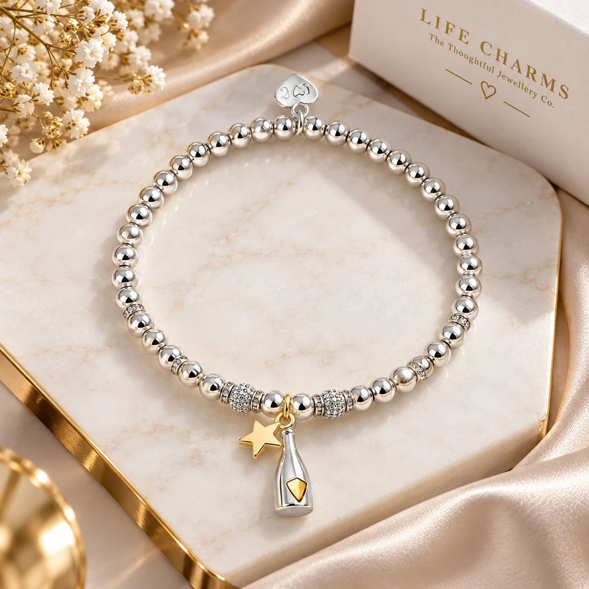 Silver 18th birthday bracelet on gold foiled plate
