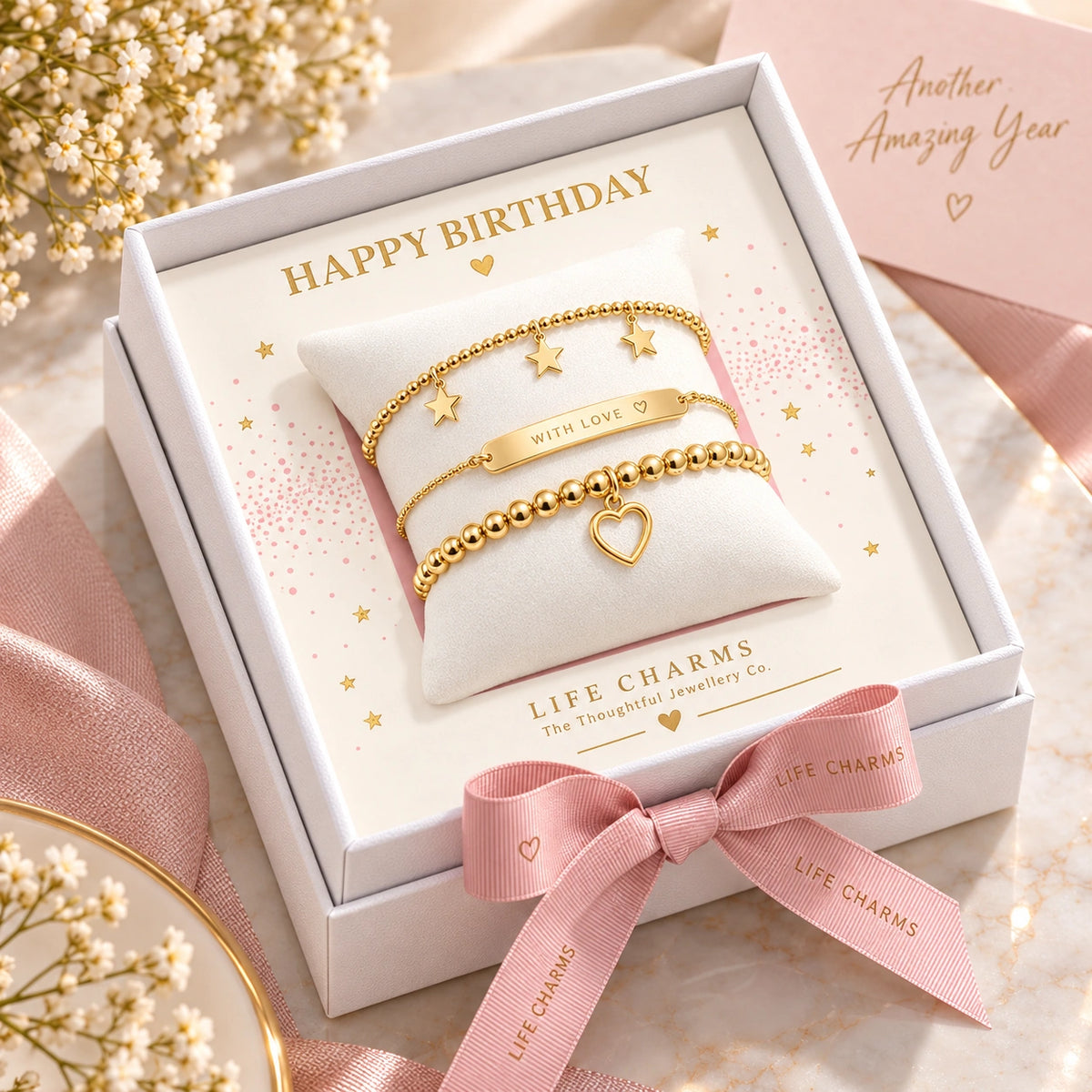 Gold plated bracelet set in birthday gift box, Purpink Kenya