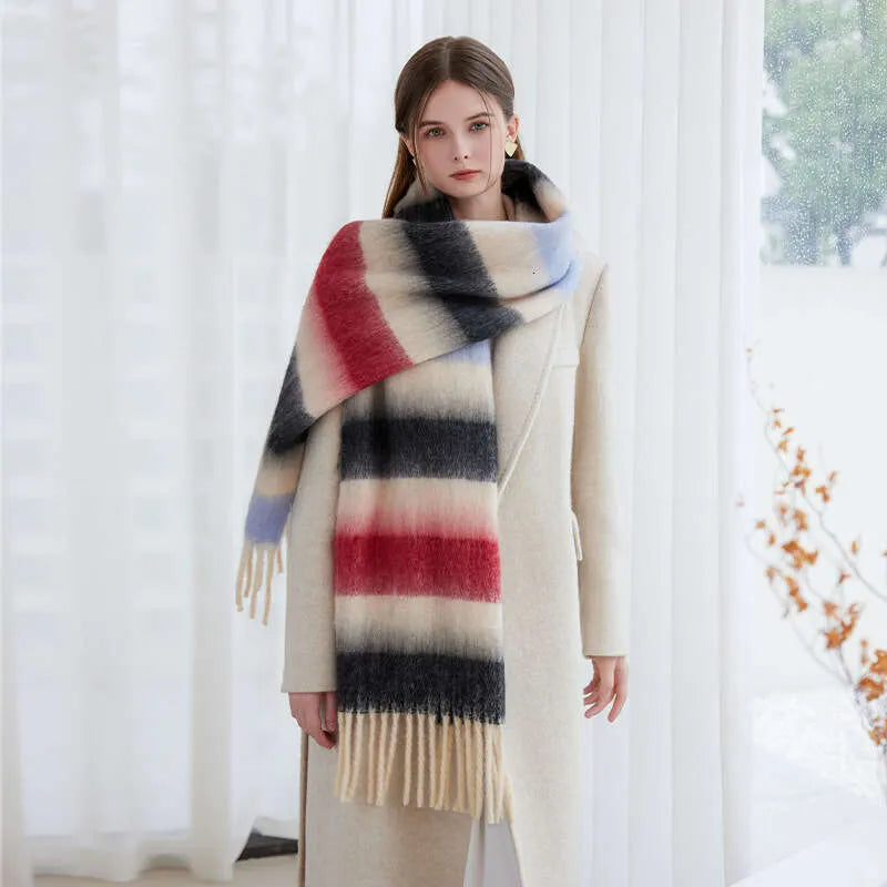 Cosy Striped Color Block Scarf