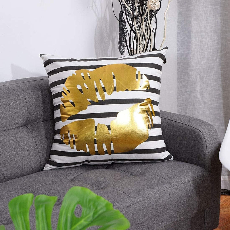 Zebra Print Gold Throw Pillow